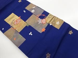 変わり丸文に花葉・色紙・古典柄模様織り出し名古屋帯